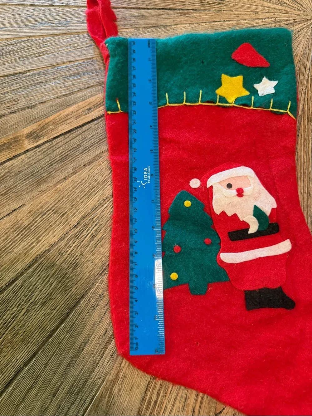 Pair of vintage felt appliqué Christmas stockings snowman and Santa